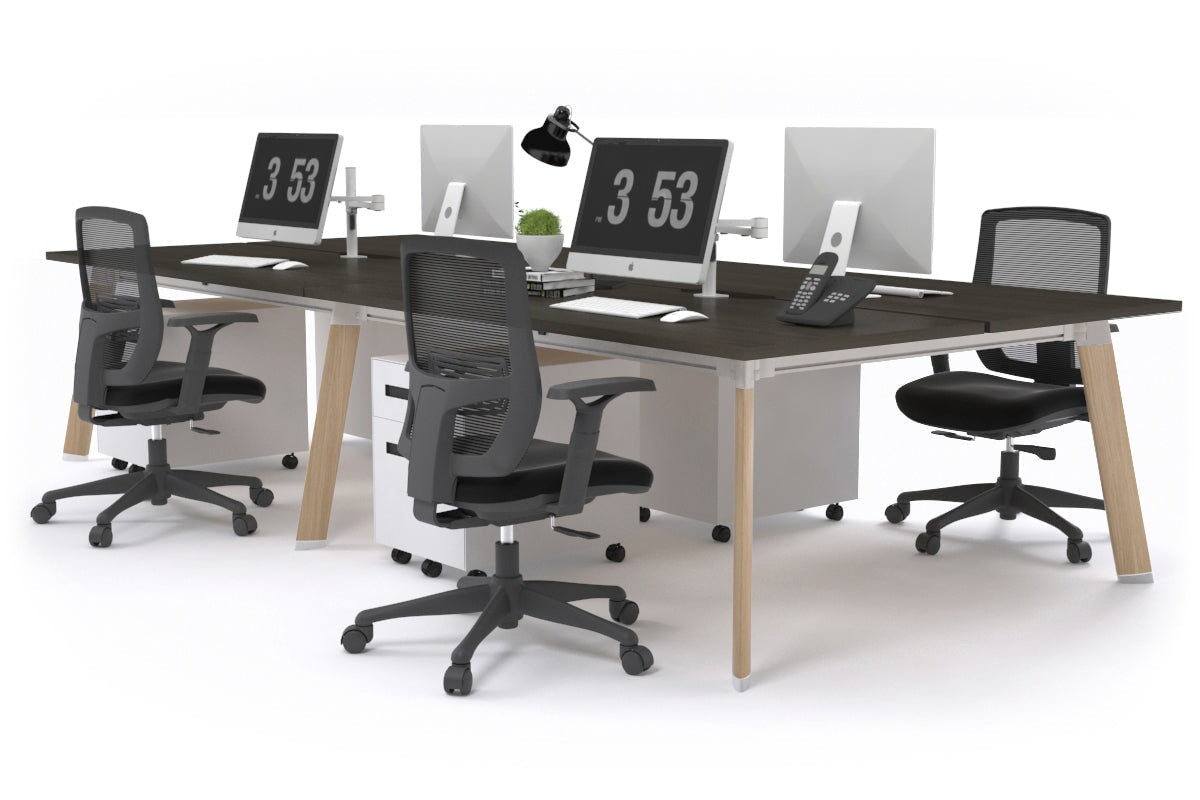 Switch - 4 Person Workstation Wood Imprint Frame [1800L x 800W with Cable Scallop]-dark oak none 