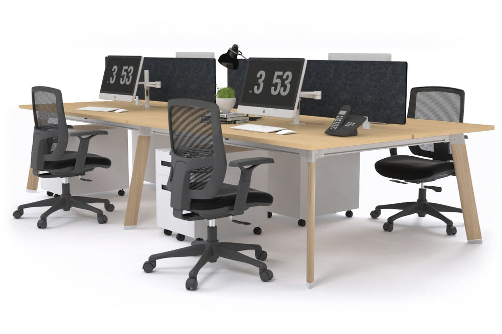 Switch - 4 Person Workstation Wood Imprint Frame [1800L x 800W with Cable Scallop]-maple grey acoustic perspex (400H x 1500W) 