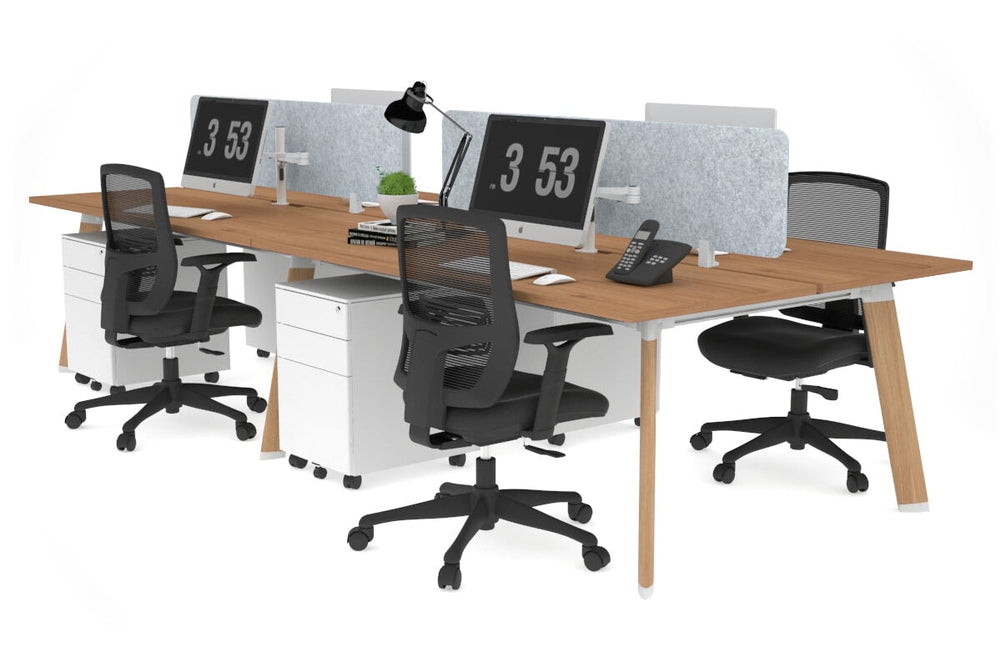 Switch - 4 Person Workstation Wood Imprint Frame [1800L x 800W with Cable Scallop]-salvage oak light grey acoustic panel (400H x 1600W) 