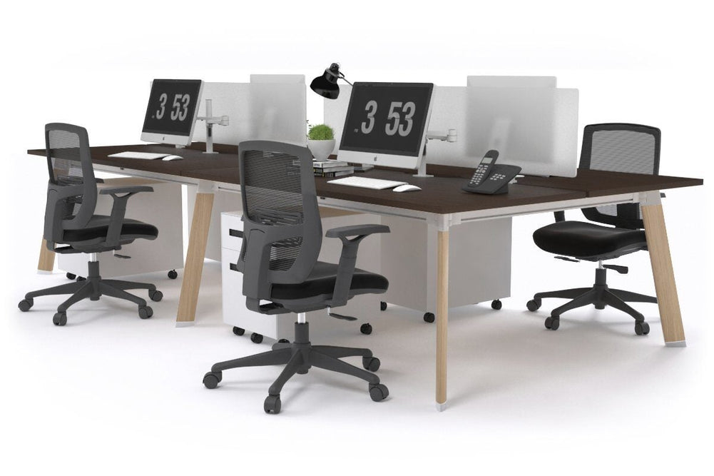 Switch - 4 Person Workstation Wood Imprint Frame [1800L x 800W with Cable Scallop]-dark oak moody charcoal (500H x 1800W) 