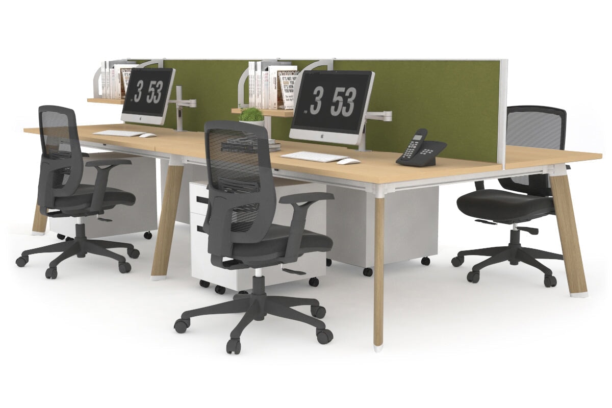 Switch - 4 Person Workstation Wood Imprint Frame [1800L x 800W with Cable Scallop]-maple green moss (500H x 1800W) 