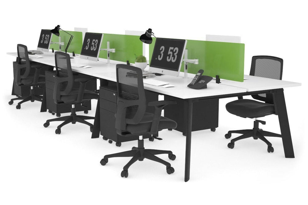 Switch - 6 Person Workstation Black Frame [1200L x 700W]-white green perspex (400H x 800W) 