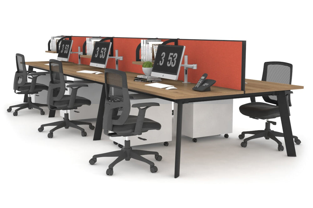 Switch - 6 Person Workstation Black Frame [1200L x 700W]-salvage oak orange squash (500H x 1200W) 