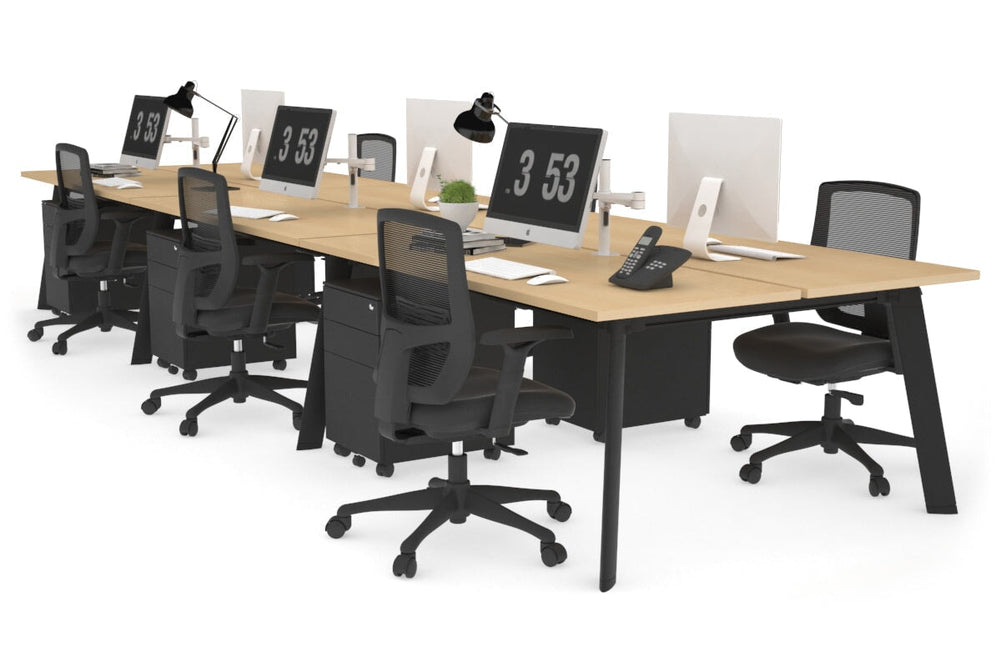 Switch - 6 Person Workstation Black Frame [1200L x 700W]-maple none 