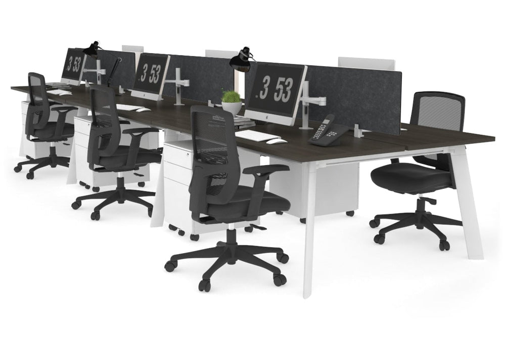 Switch - 6 Person Workstation Black Frame [1200L x 700W]-dark oak moody charcoal (500H x 1200W) 