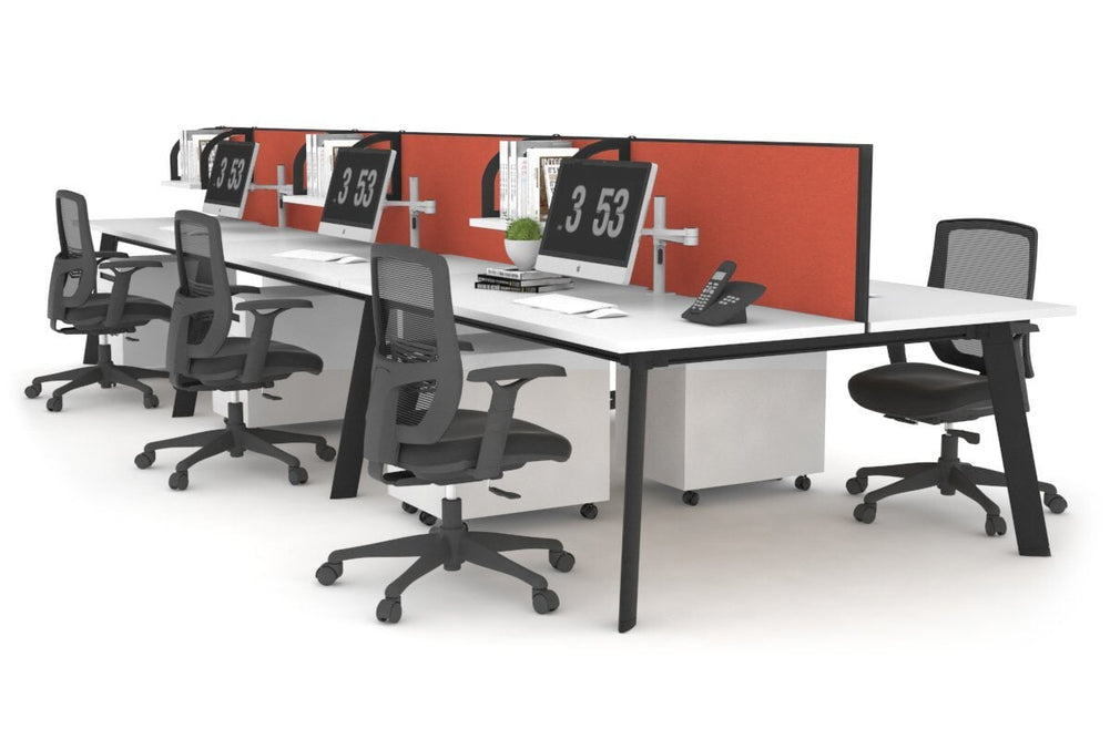 Switch - 6 Person Workstation Black Frame [1400L x 700W]-white orange squash (500H x 1400W) 