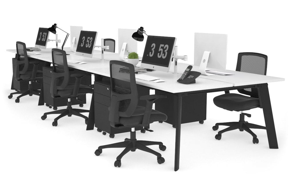 Switch - 6 Person Workstation Black Frame [1400L x 700W]-white none 