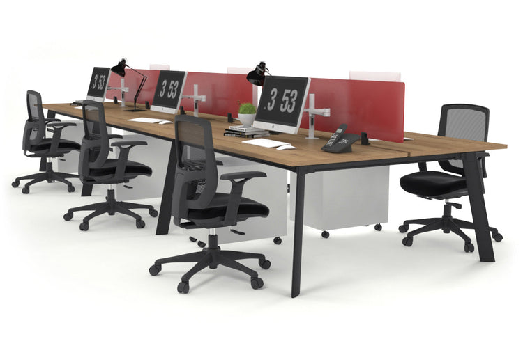 Switch - 6 Person Workstation Black Frame [1400L x 800W with Cable Scallop] Jasonl salvage oak red perspex (400H x 800W) 