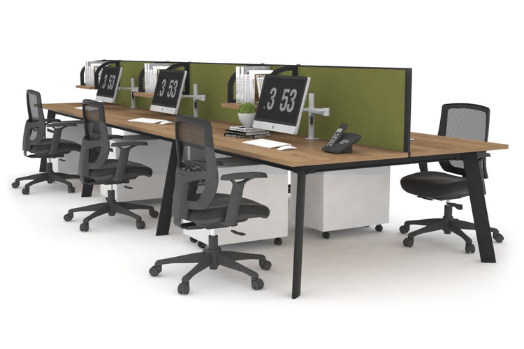 Switch - 6 Person Workstation Black Frame [1400L x 800W with Cable Scallop] Jasonl salvage oak green moss (500H x 1400W) 
