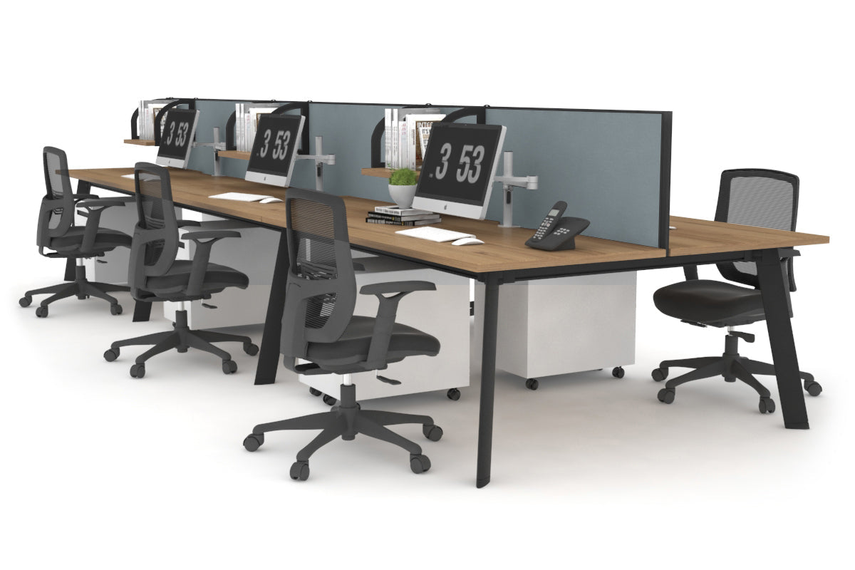 Switch - 6 Person Workstation Black Frame [1400L x 800W with Cable Scallop] Jasonl salvage oak cool grey (500H x 1400W) 