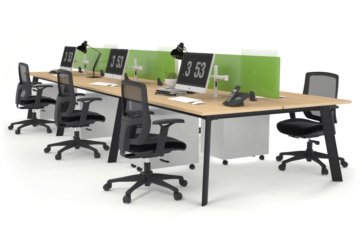Switch - 6 Person Workstation Black Frame [1400L x 800W with Cable Scallop] Jasonl maple green perspex (400H x 800W) 