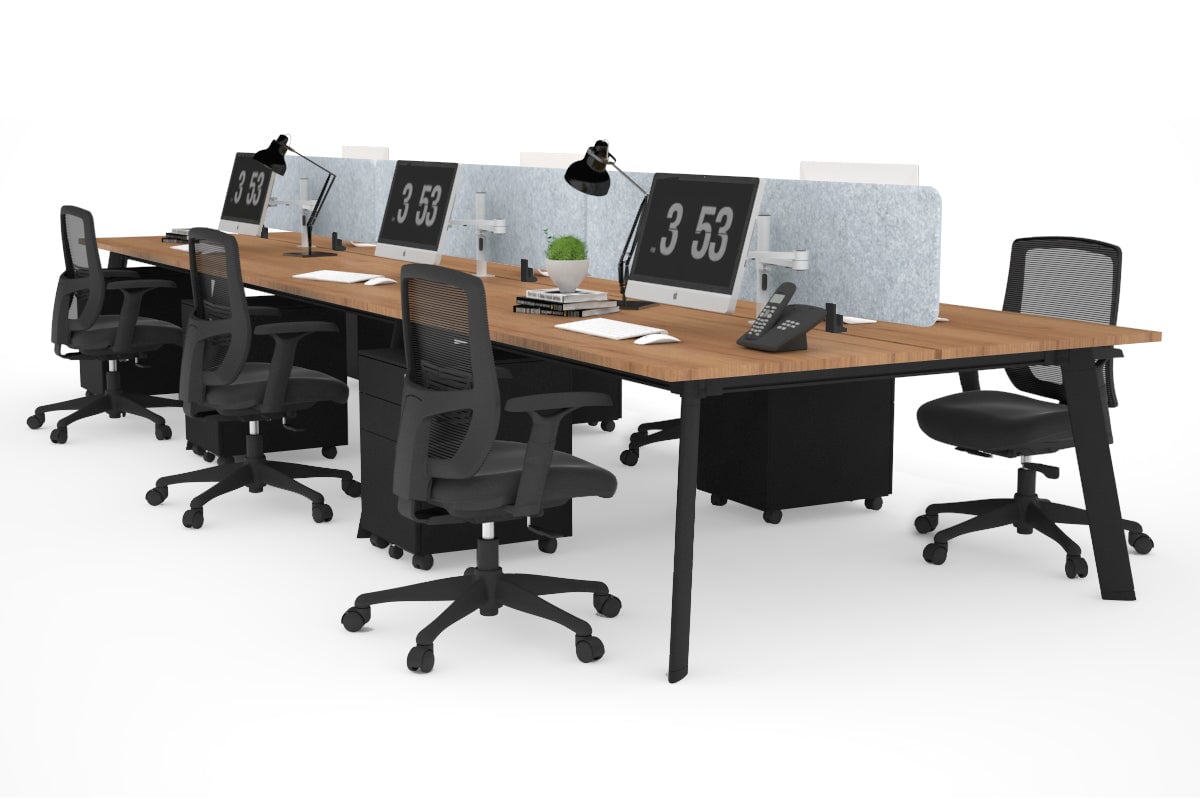 Switch - 6 Person Workstation Black Frame [1600L x 700W] Jasonl salvage oak light grey echo panel (400H x 1600W) 