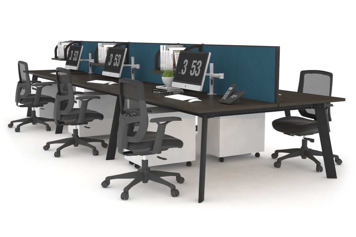 Switch - 6 Person Workstation Black Frame [1600L x 700W] Jasonl dark oak deep blue (500H x 1600W) 