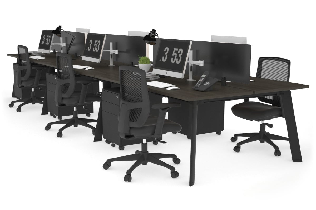 Switch - 6 Person Workstation Black Frame [1600L x 700W] Jasonl dark oak black perspex (400H x 1500W) 