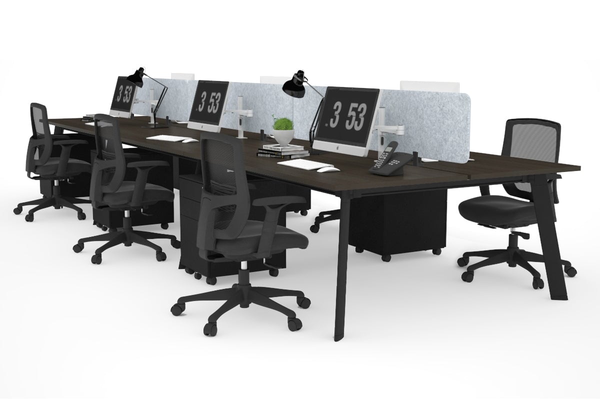 Switch - 6 Person Workstation Black Frame [1600L x 700W] Jasonl dark oak light grey echo panel (400H x 1600W) 