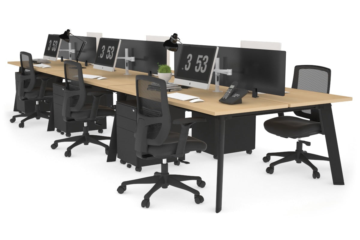 Switch - 6 Person Workstation Black Frame [1600L x 700W] Jasonl maple black perspex (400H x 1500W) 