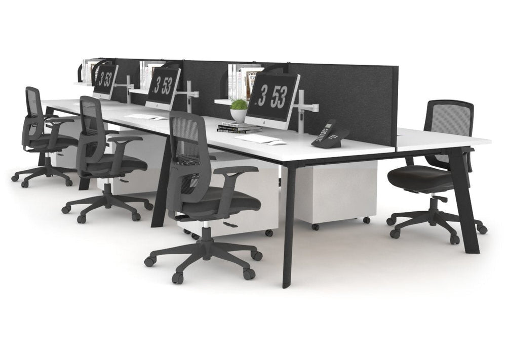 Switch - 6 Person Workstation Black Frame [1600L x 700W]-white moody charcoal (500H x 1600W) 