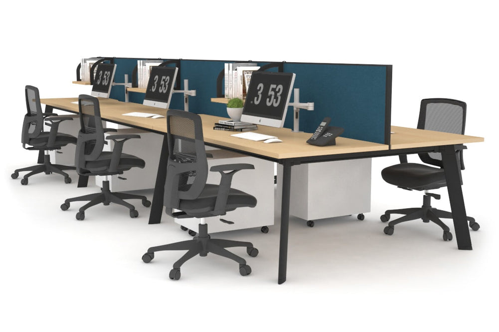 Switch - 6 Person Workstation Black Frame [1600L x 700W]-maple deep blue (500H x 1600W) 