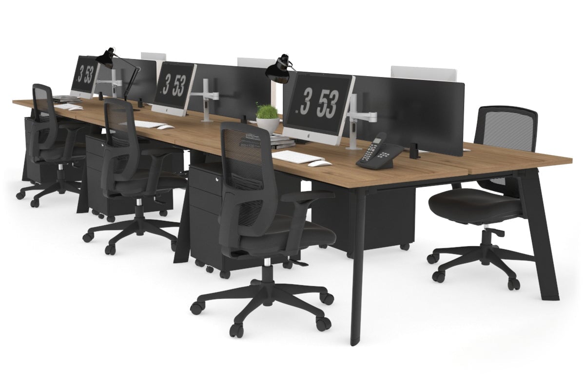 Switch - 6 Person Workstation Black Frame [1600L x 700W] Jasonl salvage oak black perspex (400H x 1500W) 