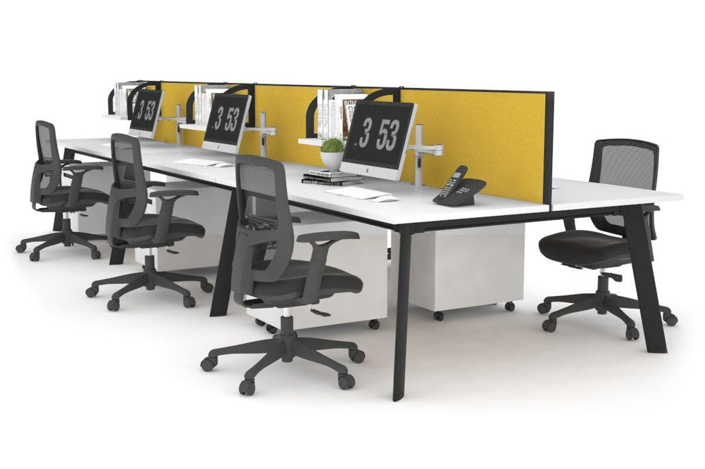 Switch - 6 Person Workstation Black Frame [1800L x 700W]-white mustard yellow (500H x 1800W) 