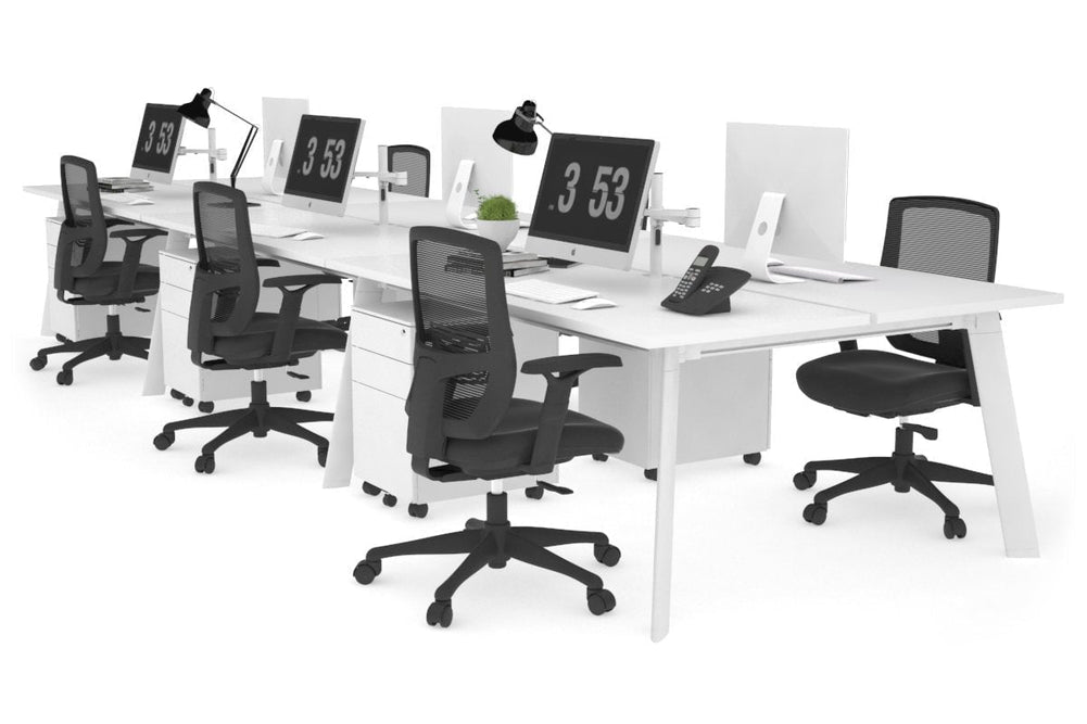 Switch - 6 Person Workstation White Frame [1200L x 700W]-white none 