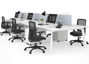 Switch - 6 Person Workstation White Frame [1200L x 700W] Jasonl white light grey echo panel (400H x 1200W) 