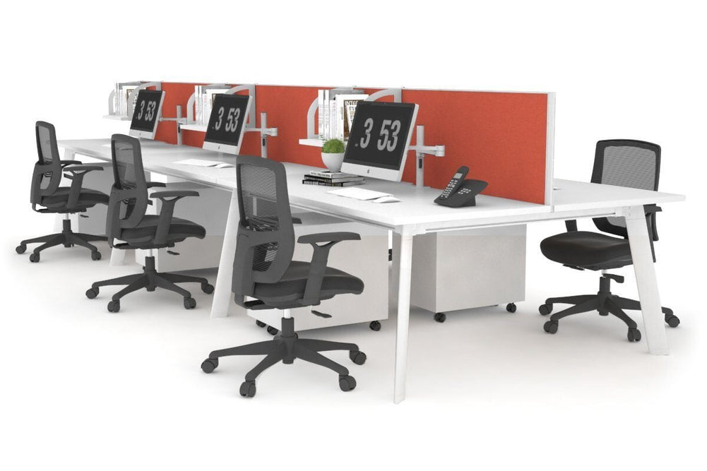 Switch - 6 Person Workstation White Frame [1200L x 700W]-white orange squash (500H x 1200W) 