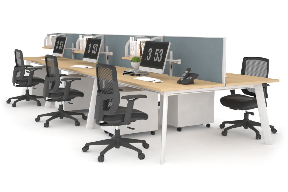 Switch - 6 Person Workstation White Frame [1200L x 800W with Cable Scallop] Jasonl maple cool grey (500H x 1200W) 