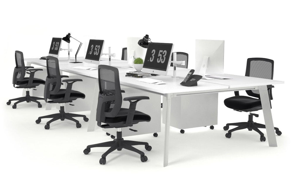 Switch - 6 Person Workstation White Frame [1400L x 800W with Cable Scallop]-white none 
