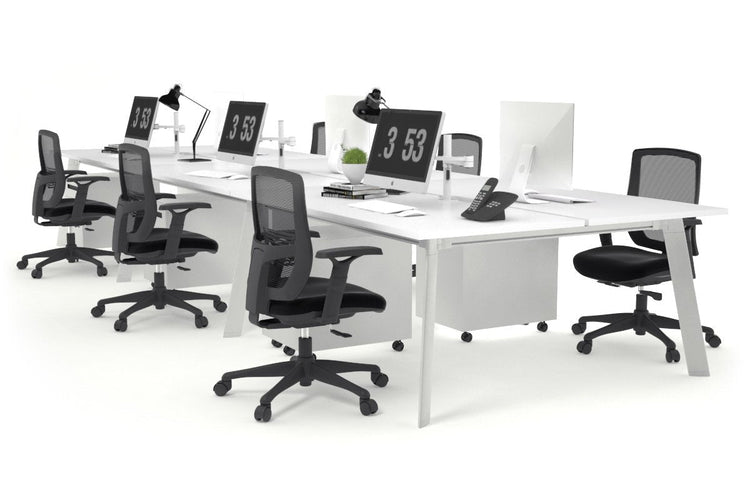 Switch - 6 Person Workstation White Frame [1400L x 800W with Cable Scallop] Jasonl white none 