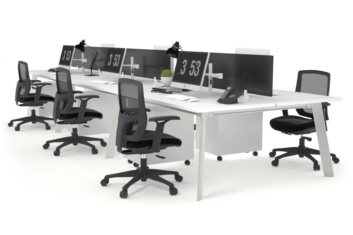 Switch - 6 Person Workstation White Frame [1400L x 800W with Cable Scallop] Jasonl white black perspex (400H x 800W) 