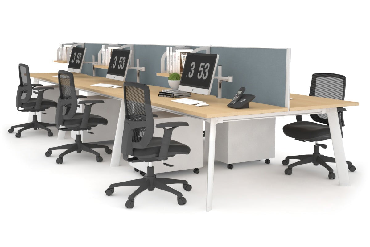 Switch - 6 Person Workstation White Frame [1600L x 700W] Jasonl maple cool grey (500H x 1600W) 