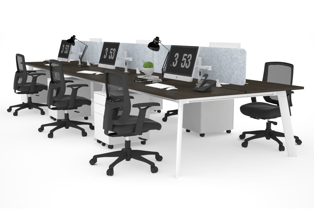 Switch - 6 Person Workstation White Frame [1600L x 700W] Jasonl dark oak light grey echo panel (400H x 1600W) 