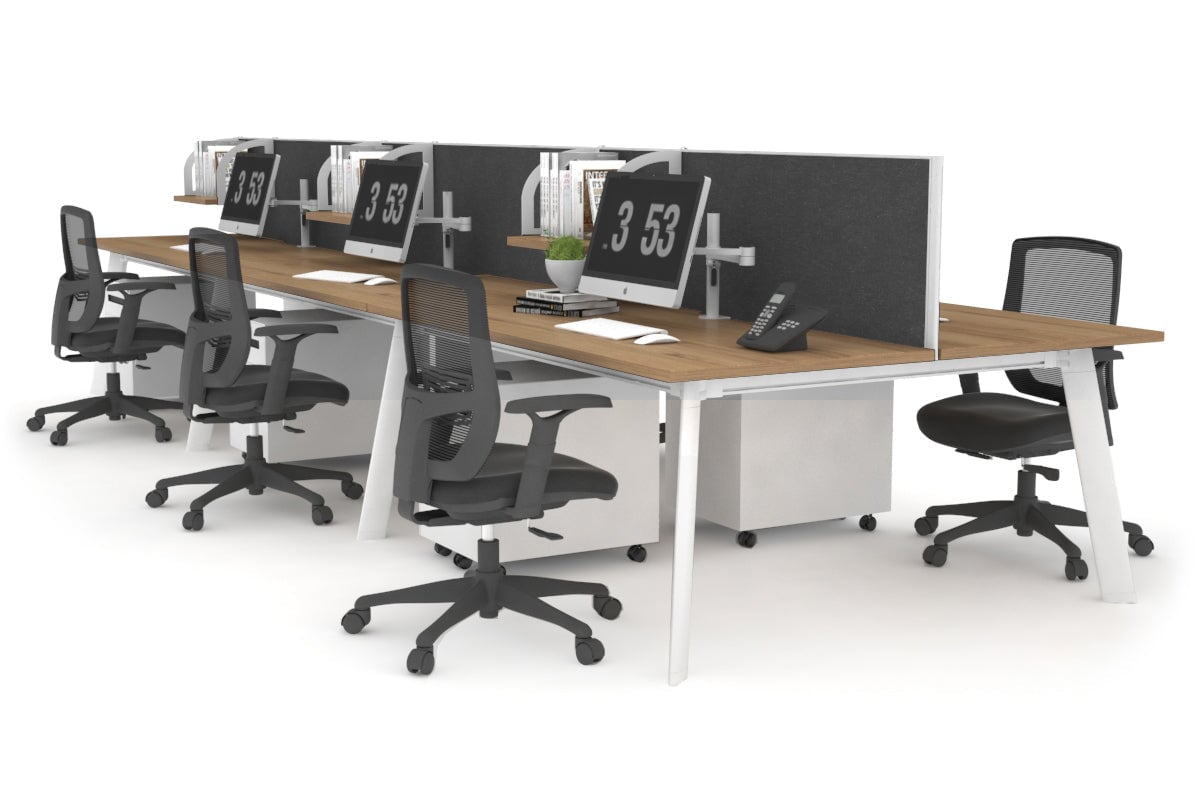 Switch - 6 Person Workstation White Frame [1600L x 700W] Jasonl salvage oak moody charcoal (500H x 1600W) 