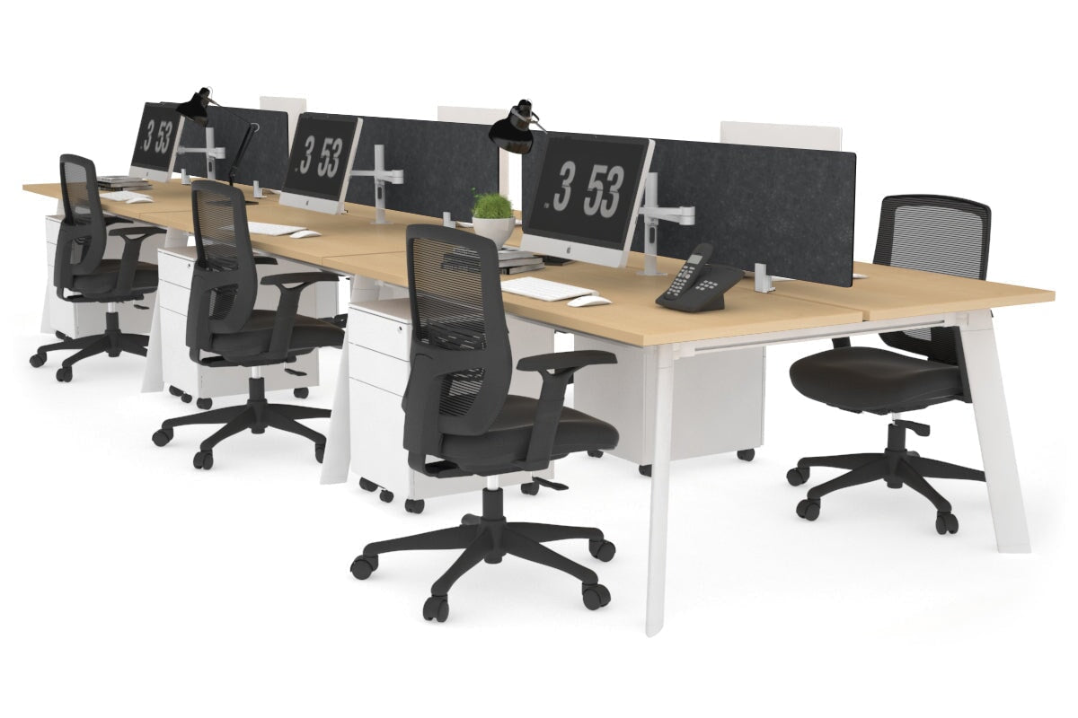 Switch - 6 Person Workstation White Frame [1600L x 700W] Jasonl maple grey echo perspex (400H x 1500W) 