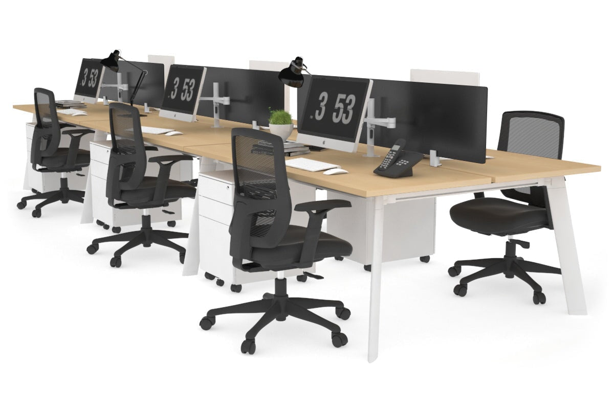 Switch - 6 Person Workstation White Frame [1600L x 700W] Jasonl maple black perspex (400H x 1500W) 