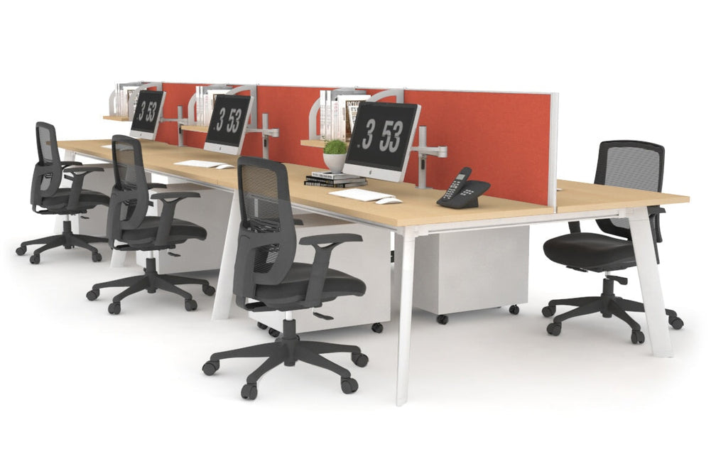 Switch - 6 Person Workstation White Frame [1800L x 700W]-maple orange squash (500H x 1800W) 