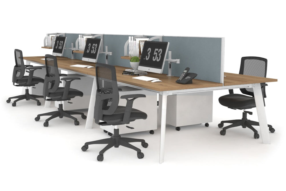 Switch - 6 Person Workstation White Frame [1800L x 800W with Cable Scallop]-salvage oak cool grey (500H x 1800W) 