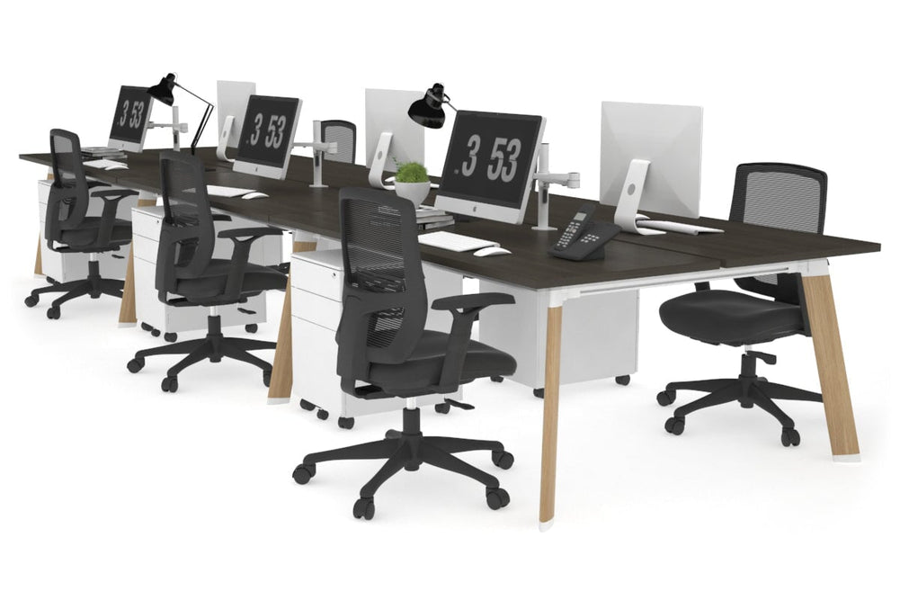 Switch - 6 Person Workstation Wood Imprint Frame [1200L x 700W]-dark oak none 