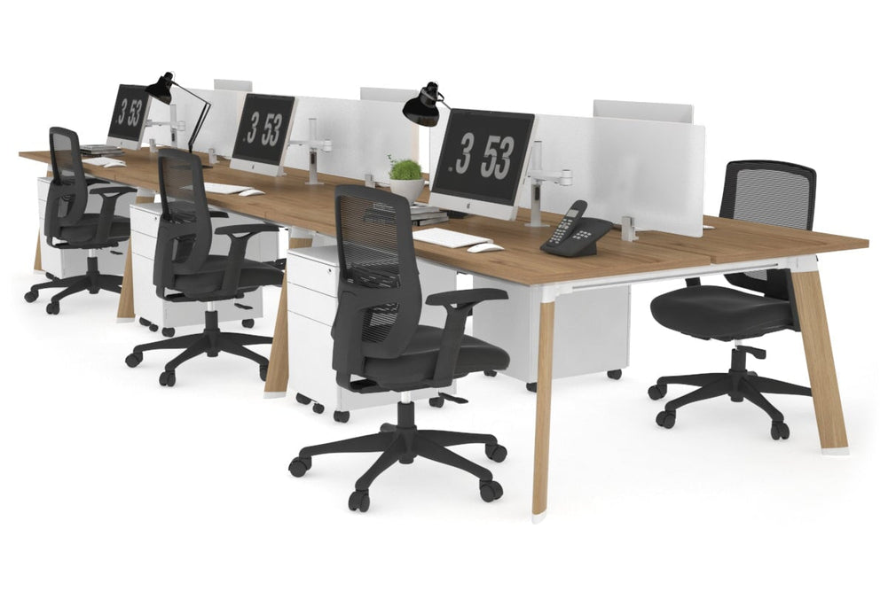 Switch - 6 Person Workstation Wood Imprint Frame [1200L x 700W]-salvage oak white perspex (400H x 800W) 