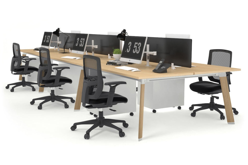 Switch - 6 Person Workstation Wood Imprint Frame [1200L x 800W with Cable Scallop]-maple black perspex (400H x 800W) 