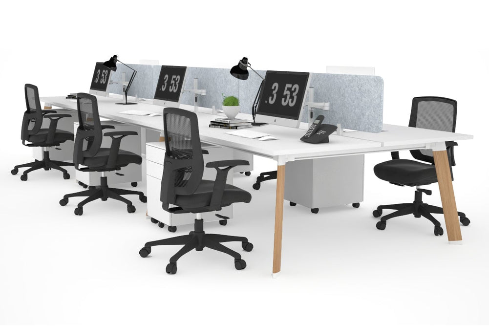 Switch - 6 Person Workstation Wood Imprint Frame [1200L x 800W with Cable Scallop]-white light grey acoustic panel (400H x 1200W) 