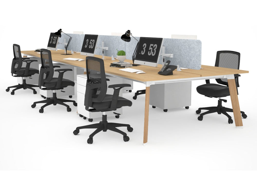 Switch - 6 Person Workstation Wood Imprint Frame [1200L x 800W with Cable Scallop]-maple light grey acoustic panel (400H x 1200W) 