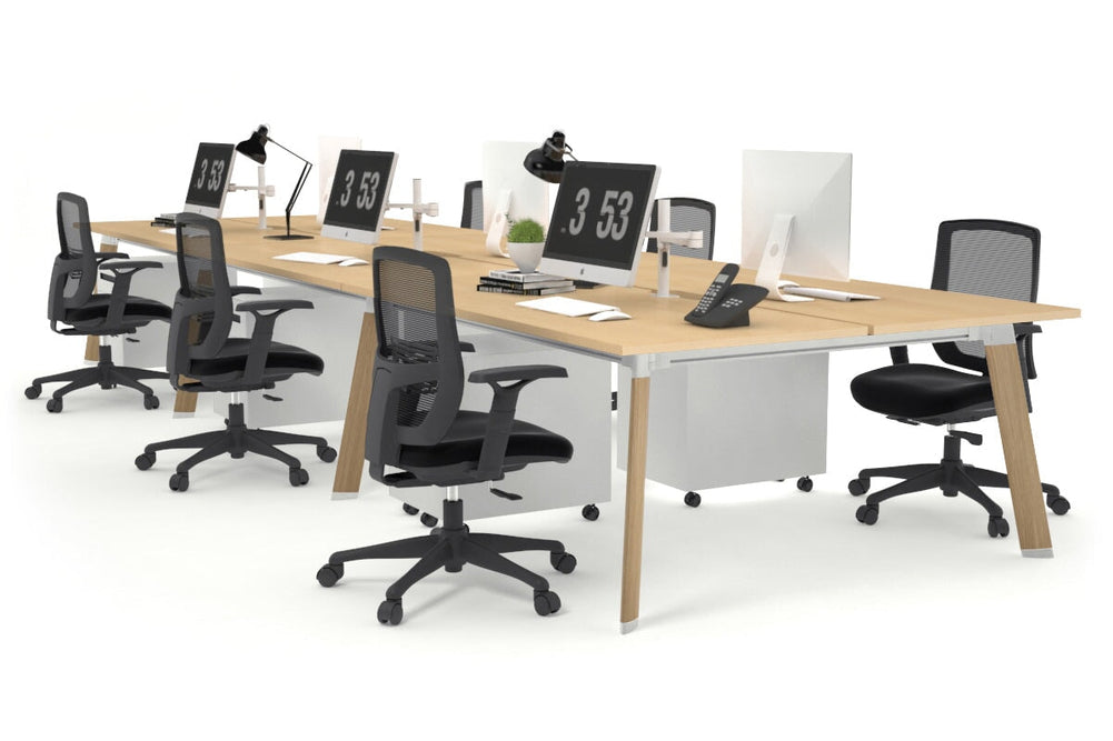 Switch - 6 Person Workstation Wood Imprint Frame [1400L x 800W with Cable Scallop]-maple none 