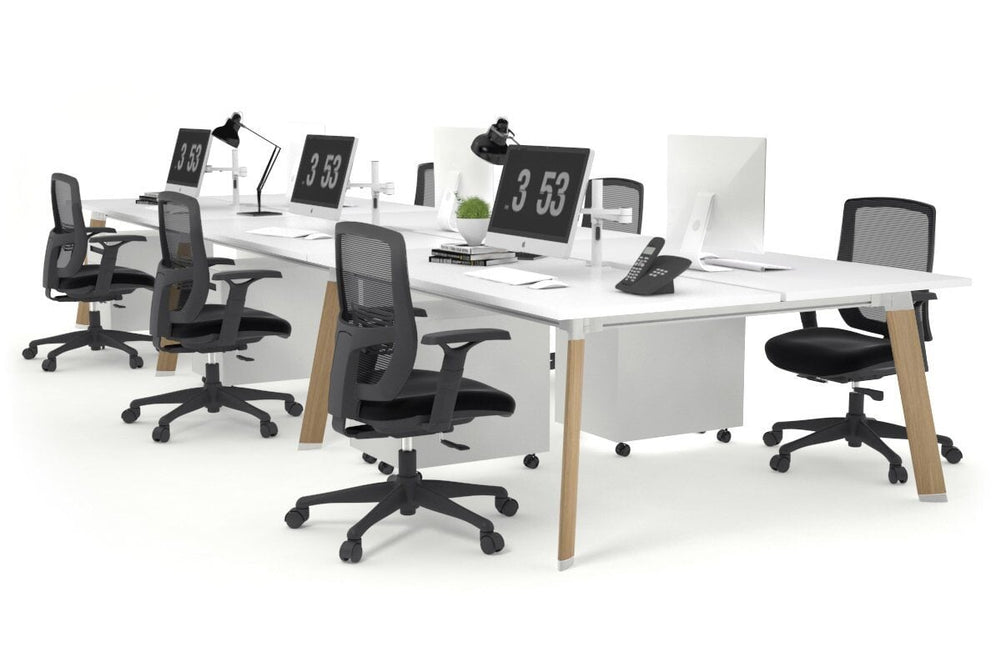 Switch - 6 Person Workstation Wood Imprint Frame [1400L x 800W with Cable Scallop]-white none 