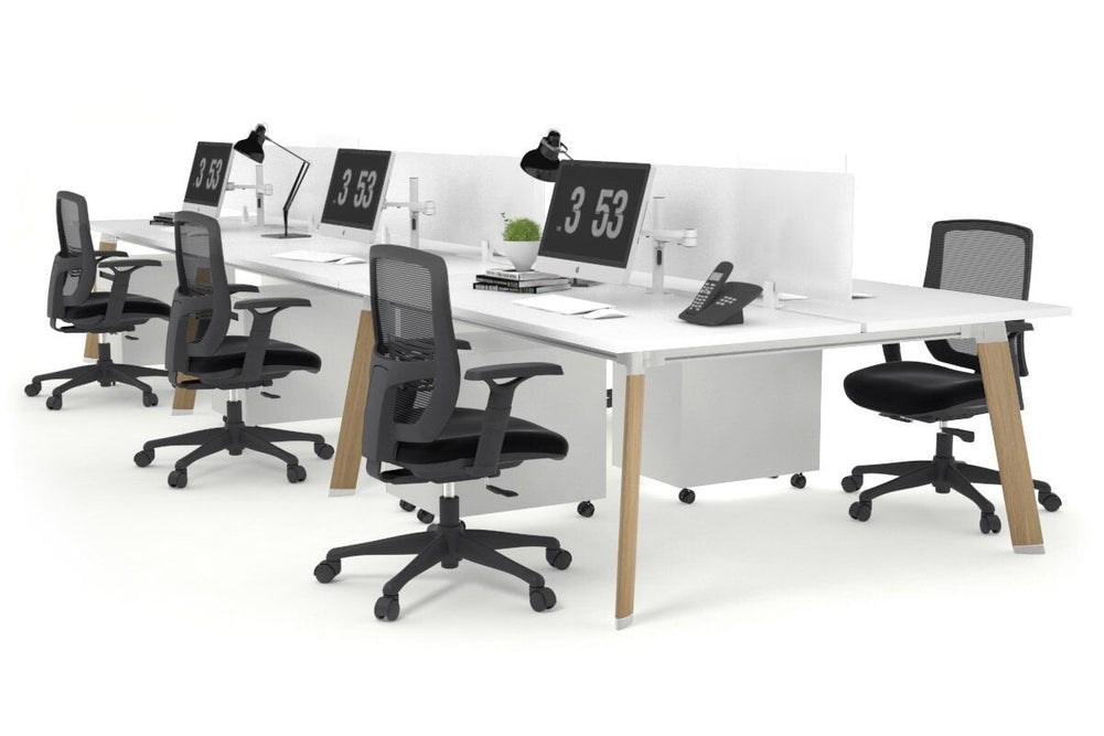 Switch - 6 Person Workstation Wood Imprint Frame [1400L x 800W with Cable Scallop]-white white perspex (400H x 800W) 