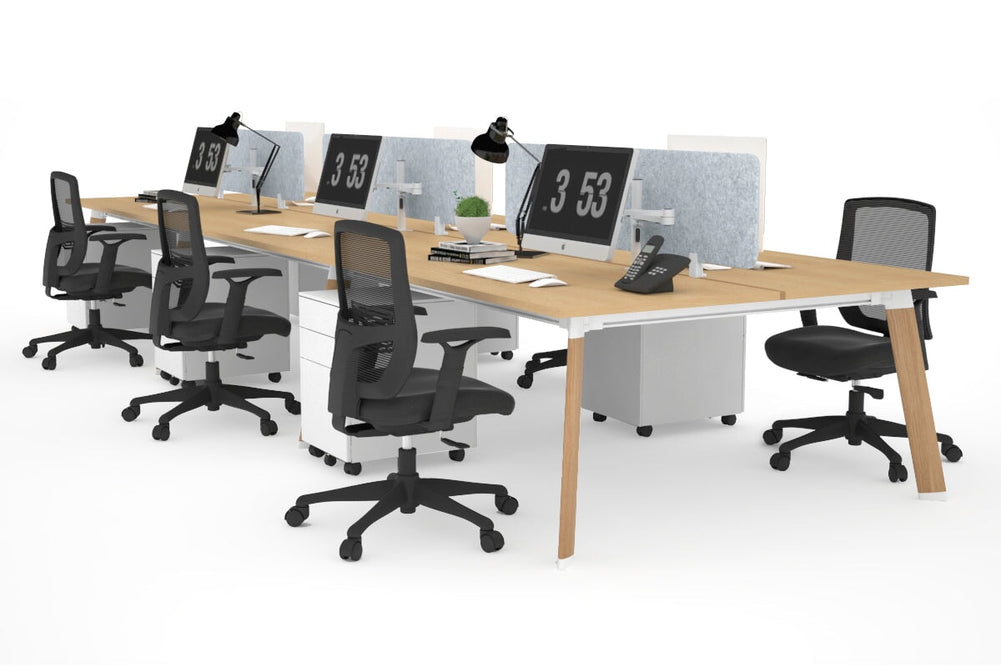 Switch - 6 Person Workstation Wood Imprint Frame [1400L x 800W with Cable Scallop]-maple light grey acoustic panel (400H x 1200W) 