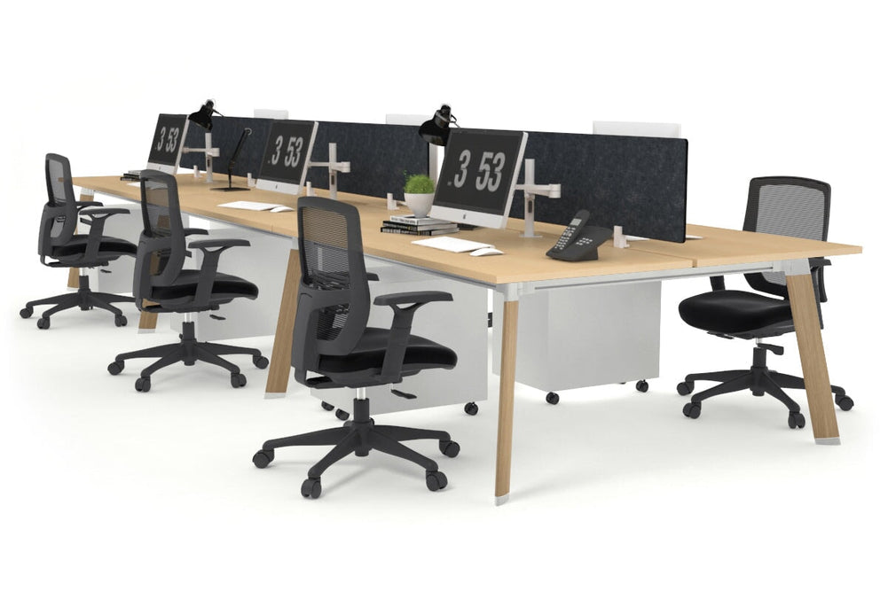 Switch - 6 Person Workstation Wood Imprint Frame [1400L x 800W with Cable Scallop]-maple grey acoustic perspex (400H x 800W) 