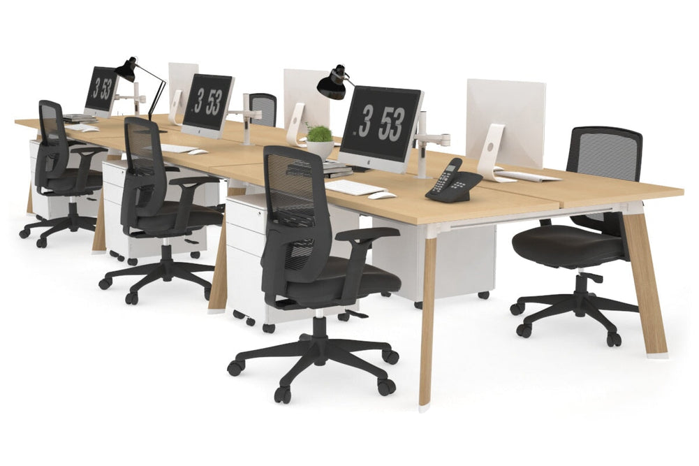 Switch - 6 Person Workstation Wood Imprint Frame [1600L x 700W]-maple none 