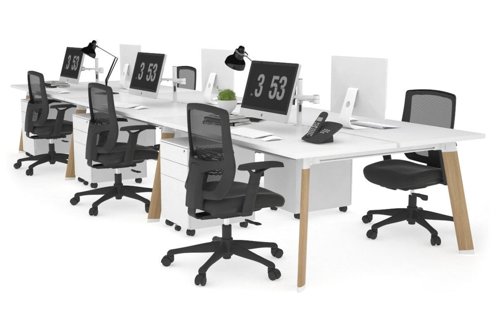 Switch - 6 Person Workstation Wood Imprint Frame [1600L x 700W]-white none 